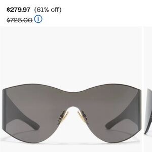 Balenciaga Black and Gold Sunglasses